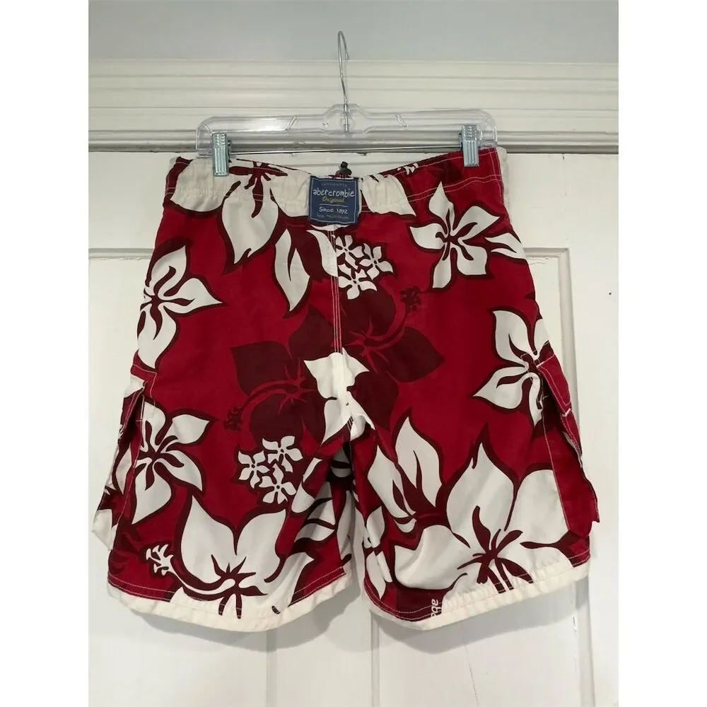 Abercrombie‎ Men's Red Floral Board Swim Shorts Size L